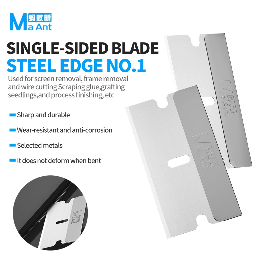 

MaAnt Steel Edge No 1, высокопрочное одностороннее лезвие для ремонта мобильных телефонов, удаление рамки экрана, режущий инструмент для удаления клея