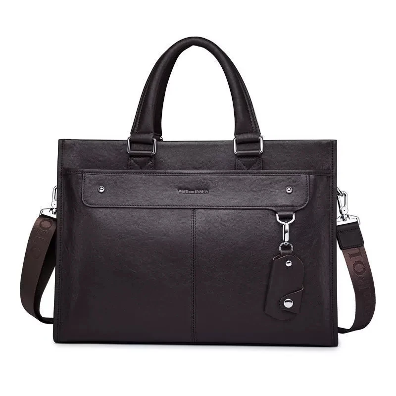 Top Layer Cowhide Genuine Leather Briefcase for Man Luxury Vintage Handbag Messenger Laptop Shoulder Business Portable Bag