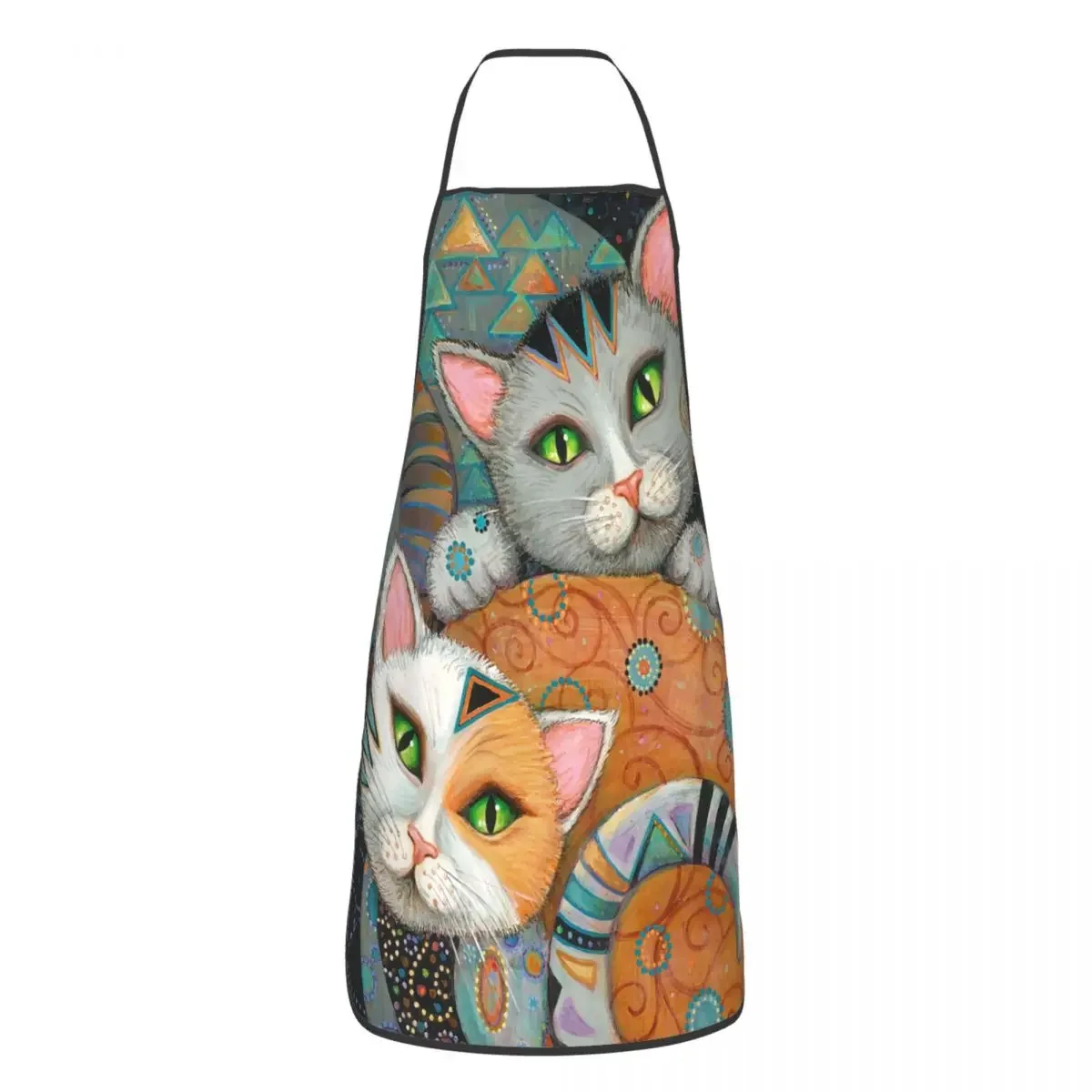 Delantal Unisex con babero de gato, pintura al óleo, Chef, cocina, Gustav Klimt, hornear