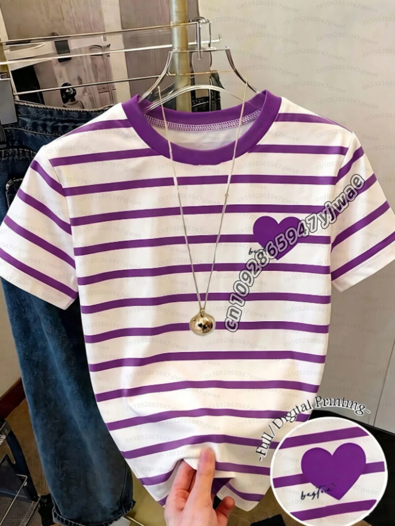 2026 Women Halloween Stripe Love Graphic T‑Shirt Y2k Alt Goth Punk Distressed Love Print Short Sleeve Women T-Shirt