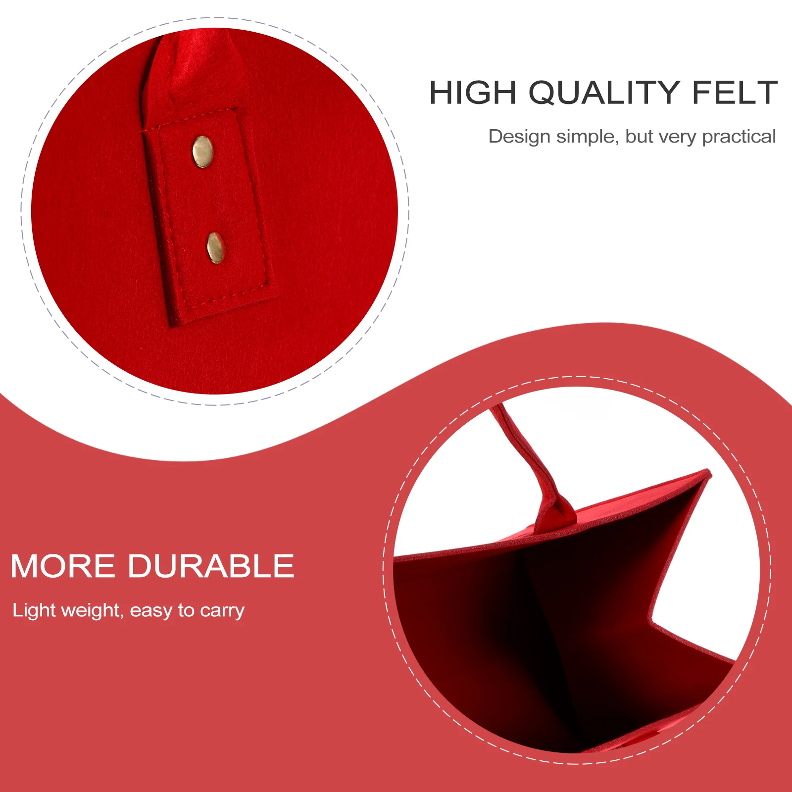 

Firewood Storage Bag Felt Material Red Foldable Lightweight Portable Garden Tote Logs Carrier Camping Outdoor Household Storage