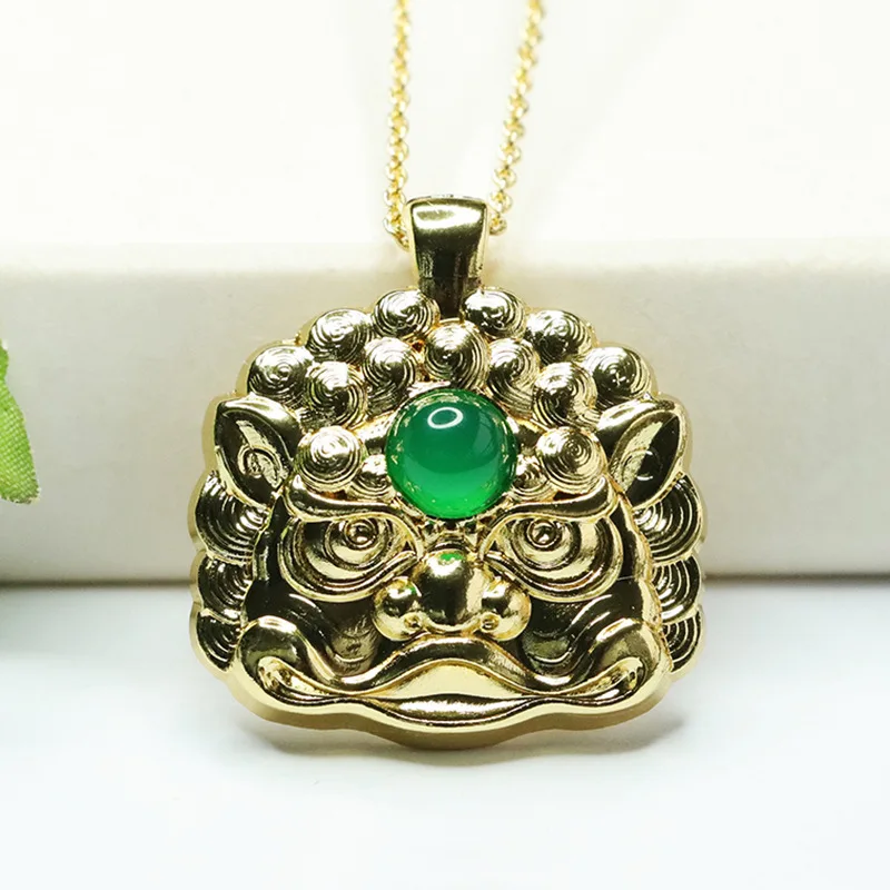 

Agate Dragon Pendant Ice Green Chalcedony Gold Dragon Necklace Year of the Dragon Jewelry