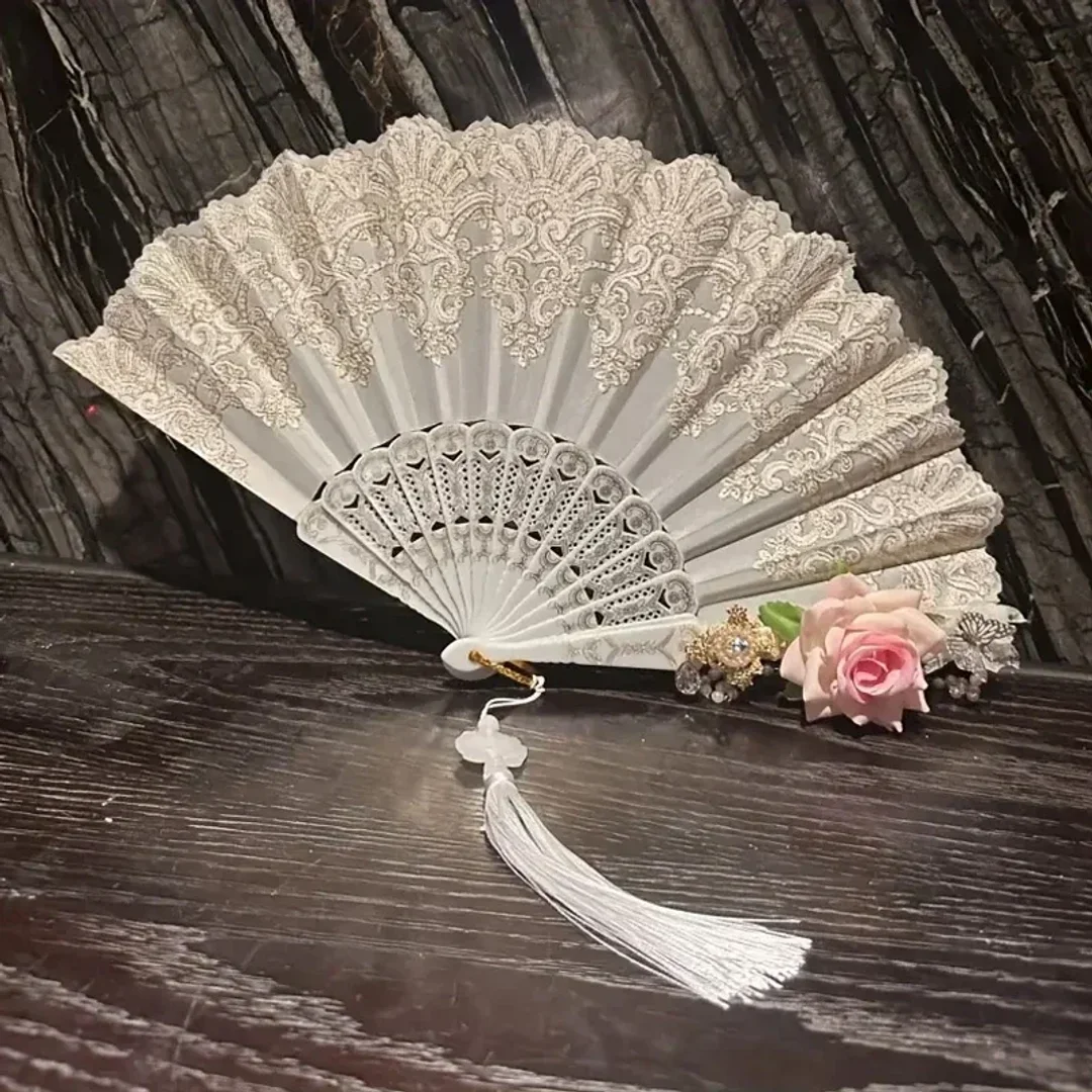 Retro European Rose Folding Fan Lolita Gothic Fan Lace Wedding Role Playing Party Decoration Supplies