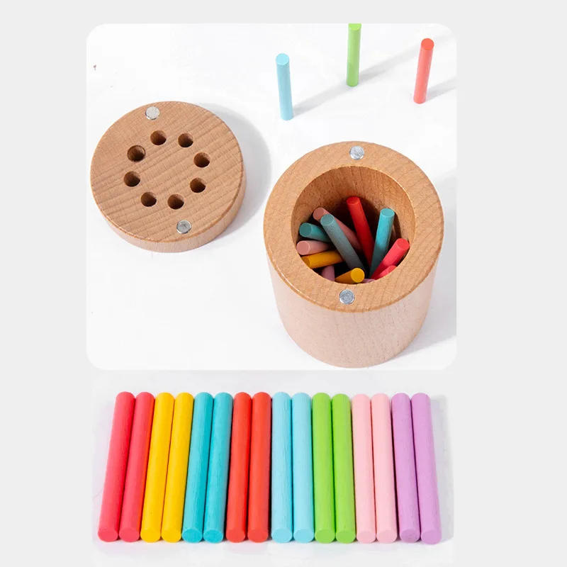 Holzstäbchen-Spielzeug, Farbklassifizierungsbecher für Kinder, 8-Farben-Lernspielzeug, frühpädagogisches Farbsortierspielzeug, Geschenk