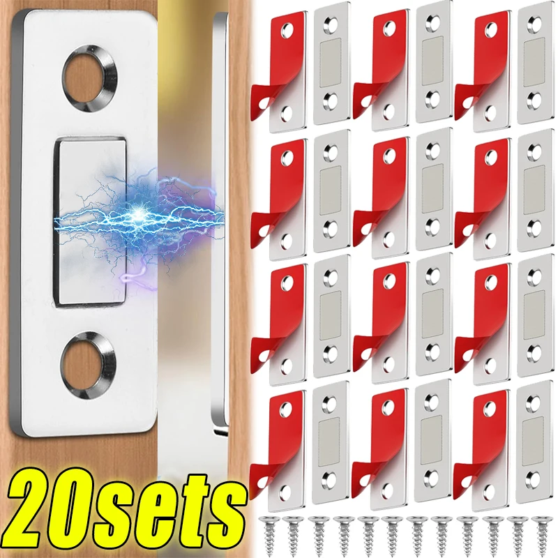 

Self Adhesive Door Stop Magnetic Cabinet Catches Invisible Drawer Magnet Locks Anti-Rust Magnet Sticker Door Closer for Cupboard