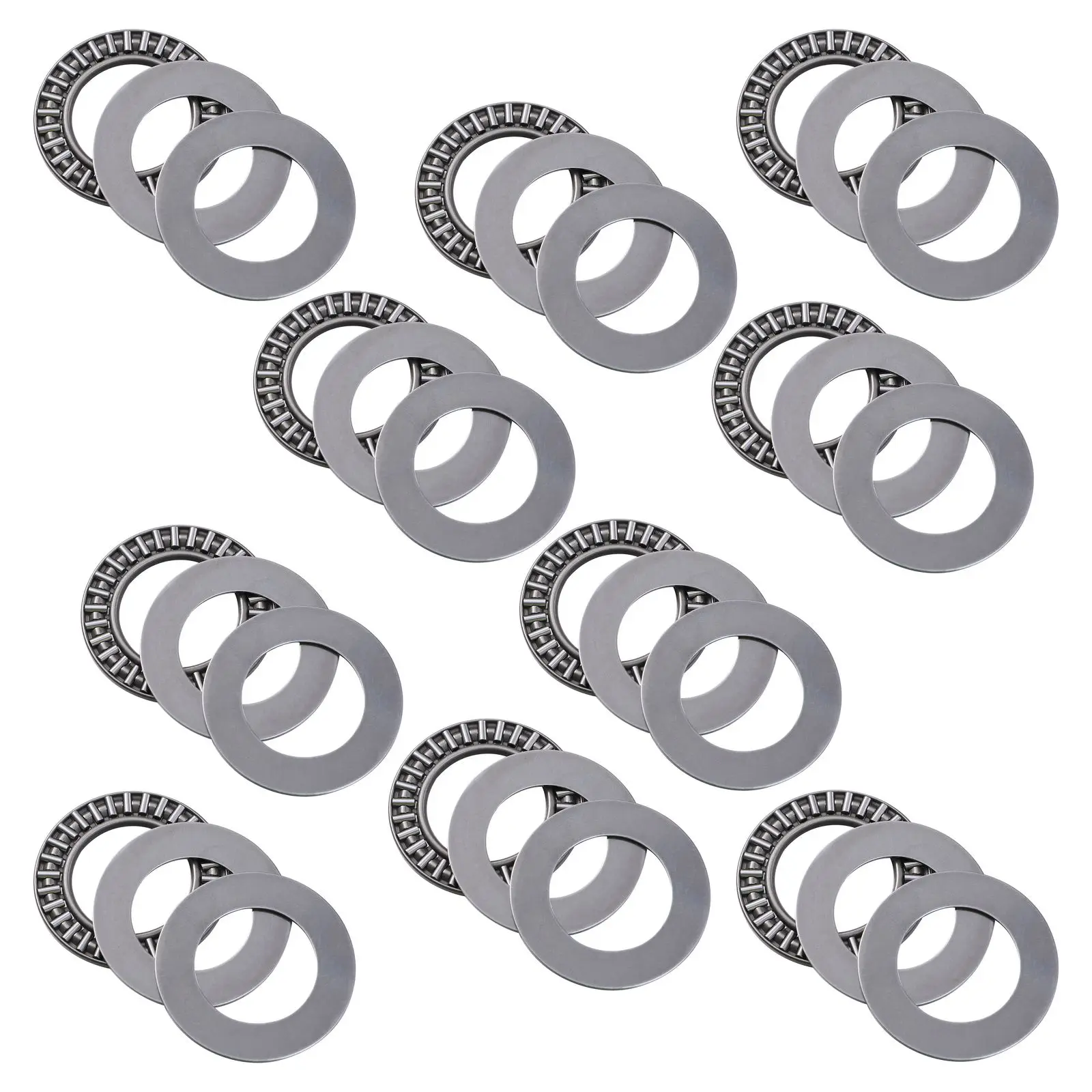 

10 pcs Thrust Needle Roller Bearing Steel Cage Heavy Load Heat Resistant Smooth Rotation For Machine Components Axial Roller