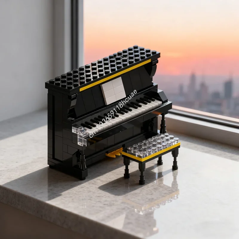 

475 шт. MOC, черная модель фортепиано, строительные блоки, конструкция, сделай сам, креативная идея, образовательный кирпич, Рождественский подарок, детская игрушка на день рождения