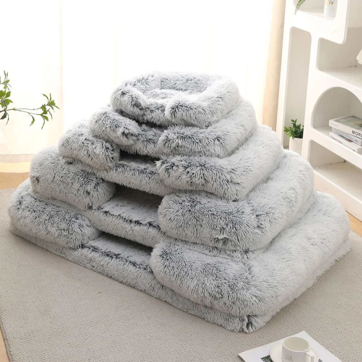 Square Dog Bed Plush Pet Bed Winter Thickened Pad House for Dogs Bed Cat Sofa for Flyffy Dogs Sleeping Bed Sofa Removable Mat