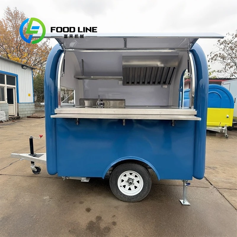 الأزرق الألياف الزجاجية امتياز الغذاء شاحنة مقطورة المظلة مروحة العادم للوجبات السريعة شواء الآيس كريم بيع مخصص #1