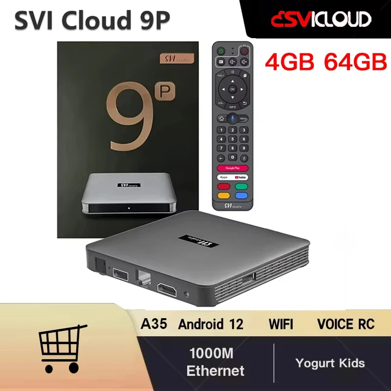 Svi Cloud 9P Smart TV BOX Cortex-A35 Android12 TV Box 4GB 64GB AI Voice Remote Ultra HD WiFi BT5.0 Set Top Box 4K Media Player