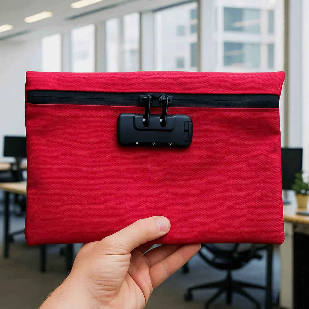 Zahlenschloss-Geldbeutel mit Schloss, Reißverschluss, wasserdicht, tragbar, mit Verschluss, tragbar, aus Segeltuch, Sicherheits-Dokumententasche, Camping