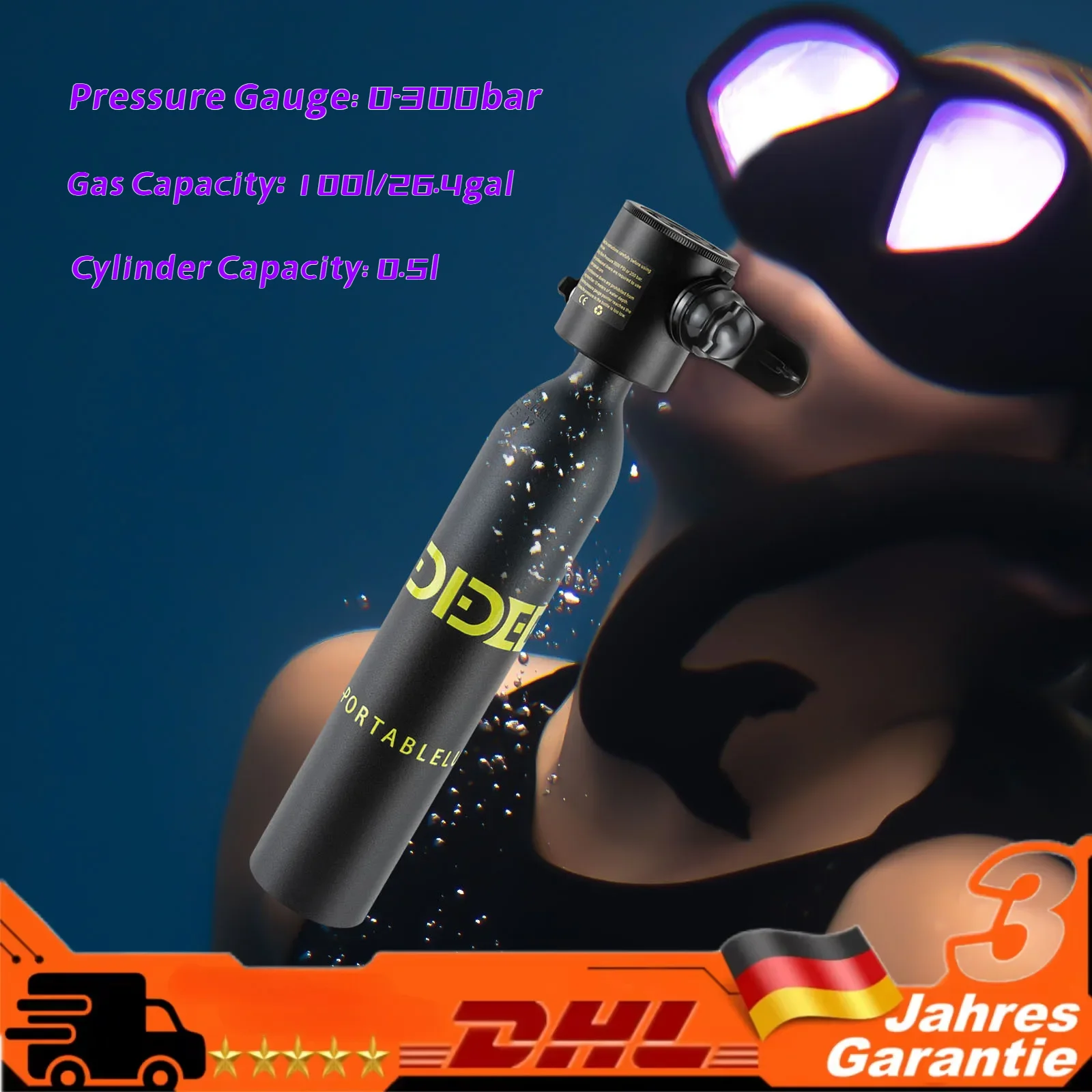 Scuba Tank for Diver Mini Diving Tank Mini Scuba Tank Breath Underwater Device Scuba Cylinder with 5-10 Minutes Diving Oxygen