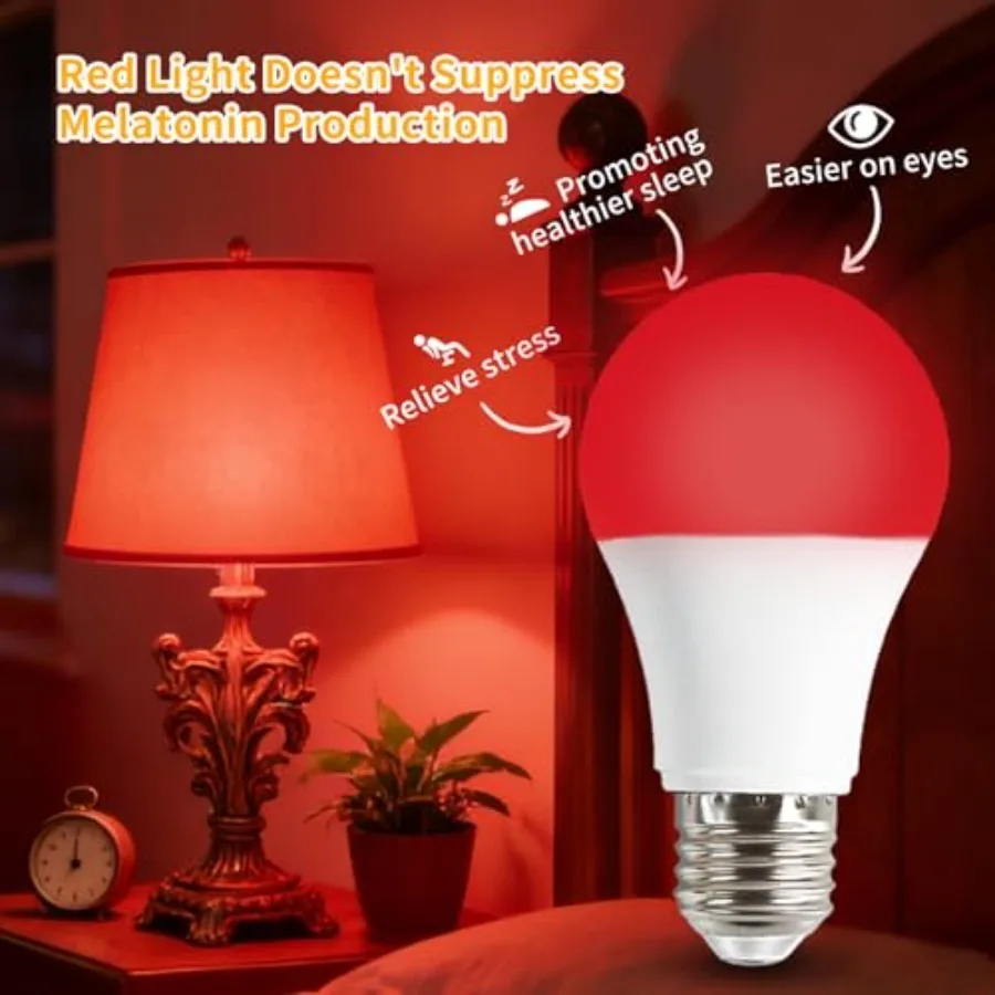 625nm Light Bulbs for Sleep, 3W 100% Blue Light Block Light Bulbs that Mimics the Natural Tones of Sunset, Promote Melatonin Pr