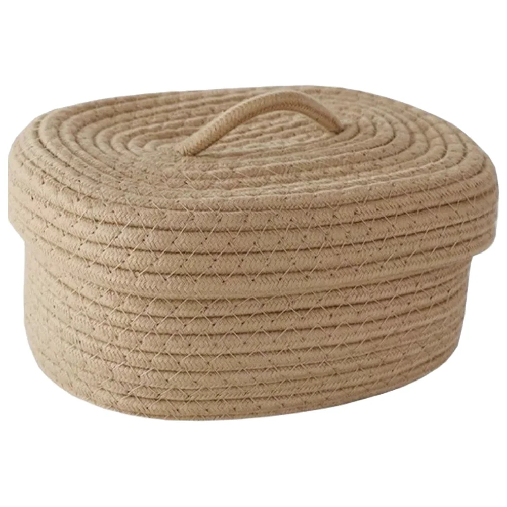 Nordic Simple Style Covered Rope Storage Box Desktop Snacks Toy Cosmetics Basket Khaki Color Bins Woven Container Cotton Child