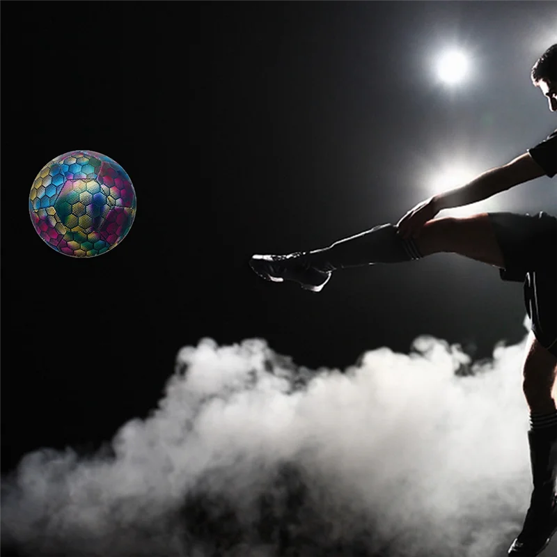 A18E-ลูกฟุตบอลเรืองแสงกลางคืน: ลูกฟุตบอลสะท้อนแสงในร่ม/กลางแจ้งสำหรับการฝึกซ้อมฟุตบอล