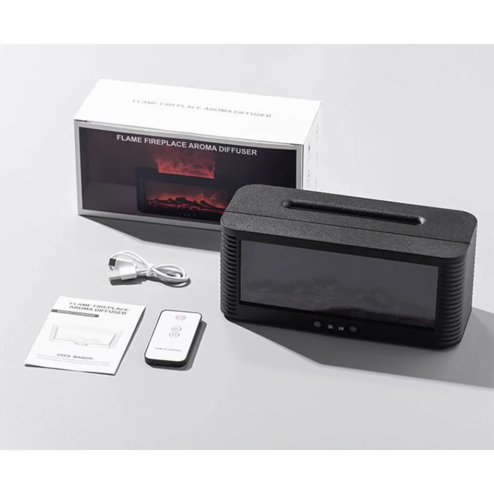 Fireplace Remote Control Flame Aroma Diffuser Realistic Flame Effect 7 Soothing Light Modes Over 8 Hours Runtime