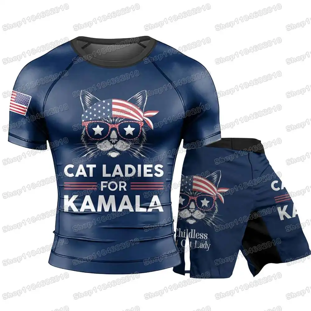 WWF Wrestling Cat Senhoras Rash Guards Surf Jersey Camisas de Praia Roupa de banho MMA BJJ Homens Jiu Jitsu Conjuntos de Fitness