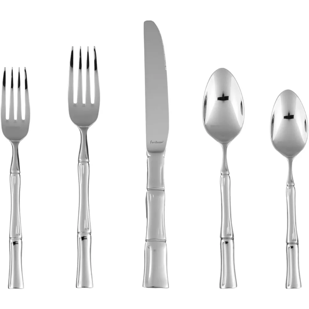 

Stainless Steel Flatware Set, 5-Piece Place Setting Including Knife, Fork, and Spoon for One Person