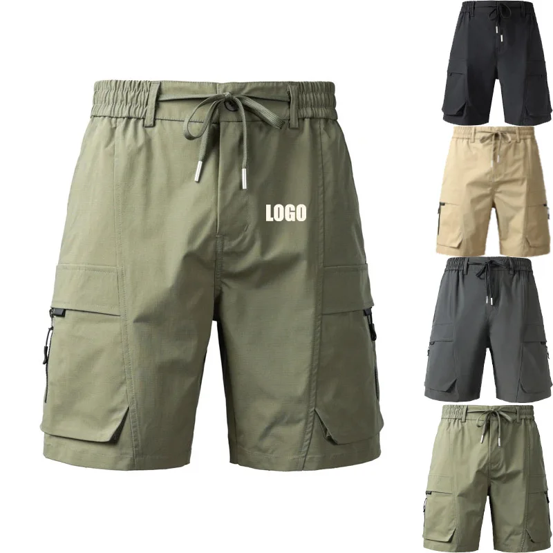 

Мужские повседневные брюки с пятью точками на заказ, летние американские шорты с несколькими карманами, быстросохнущие брюки с пятью точками