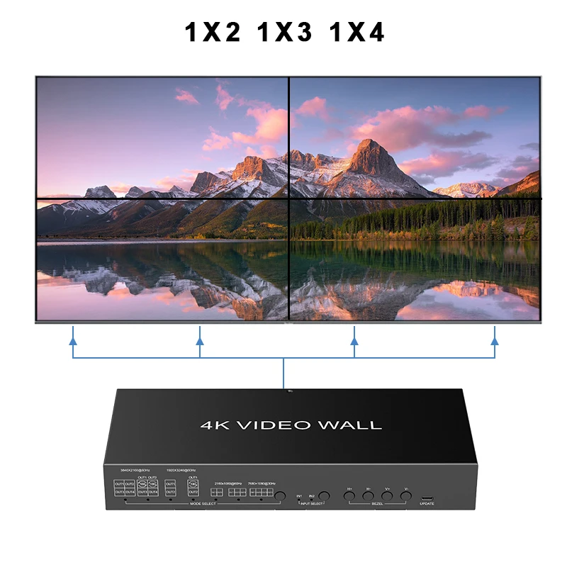 Factory  Video Wall Controller  2x2 4k Input hdmi Output Self-adaptive L/R Audio Output IP/RS232 Control Video Wall Controller