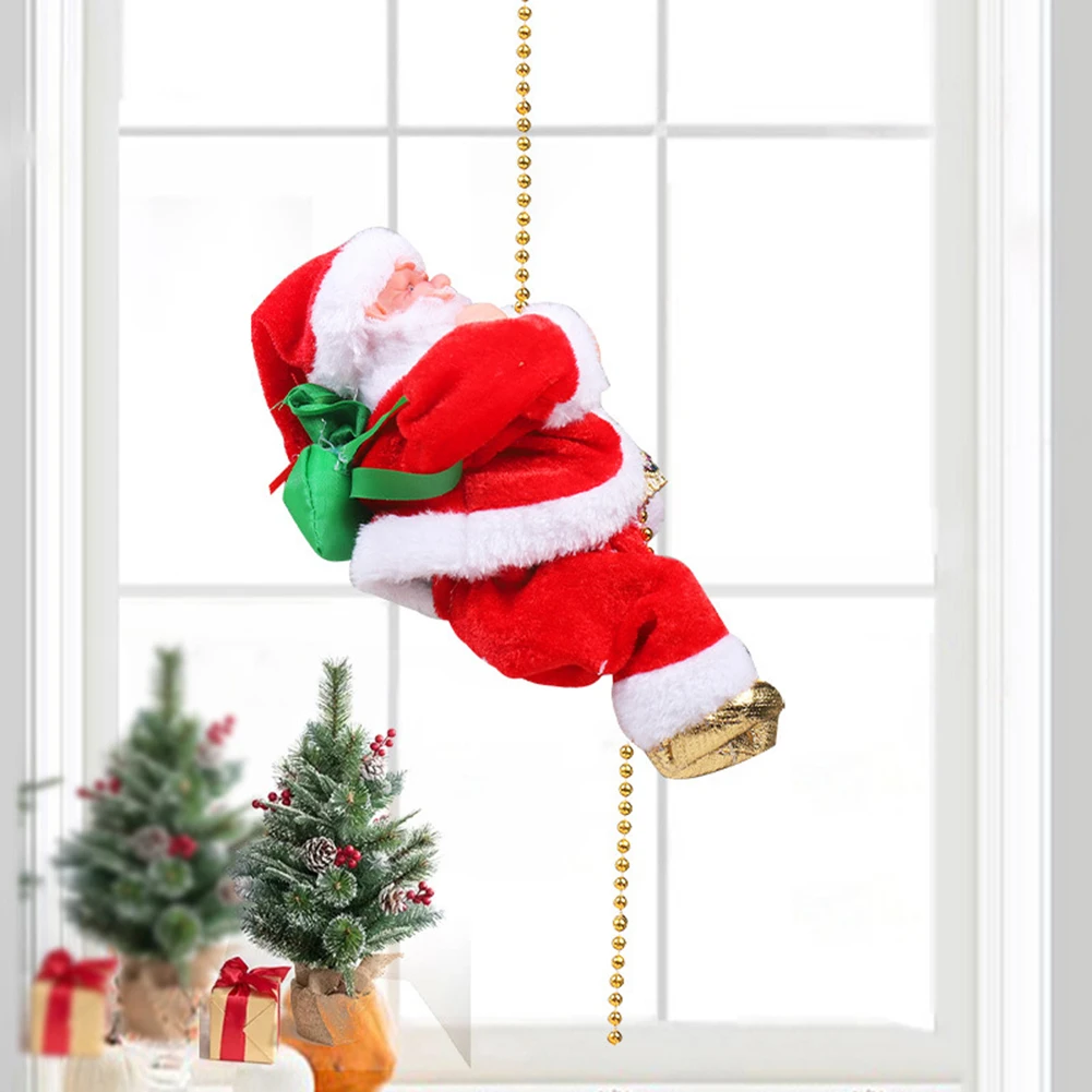 Electric Climbing Ladder Santa Claus with Music Santa Claus Climbing Ladder for Indoor Outdoor Christmas Party Decoration