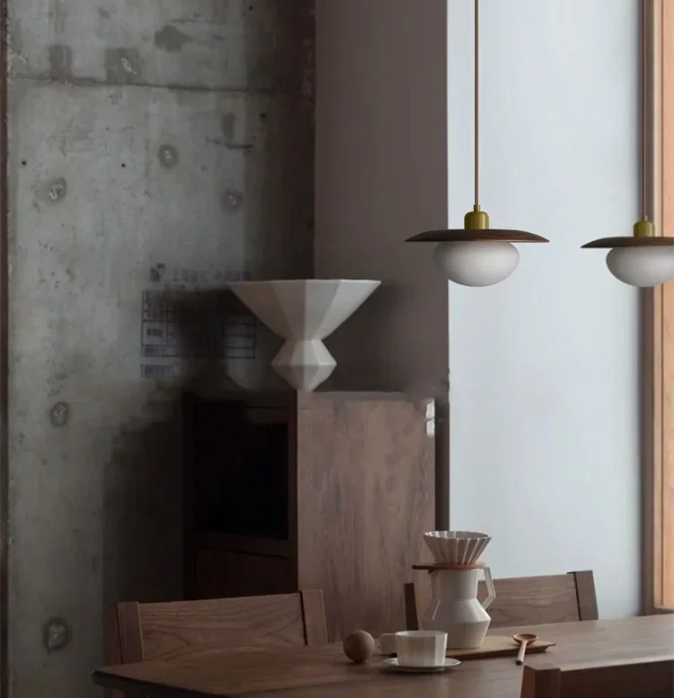 Japanese style wooden LED pendant light modern and minimalist restaurant kitchen island study pendant light