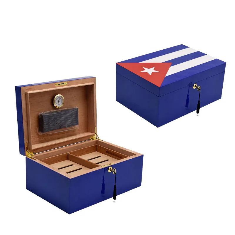 100ct high gloss hmidor Solid Wood Cigar Case multiple lacquer finish Cigar moisture box humidity adjustable Cigar Box