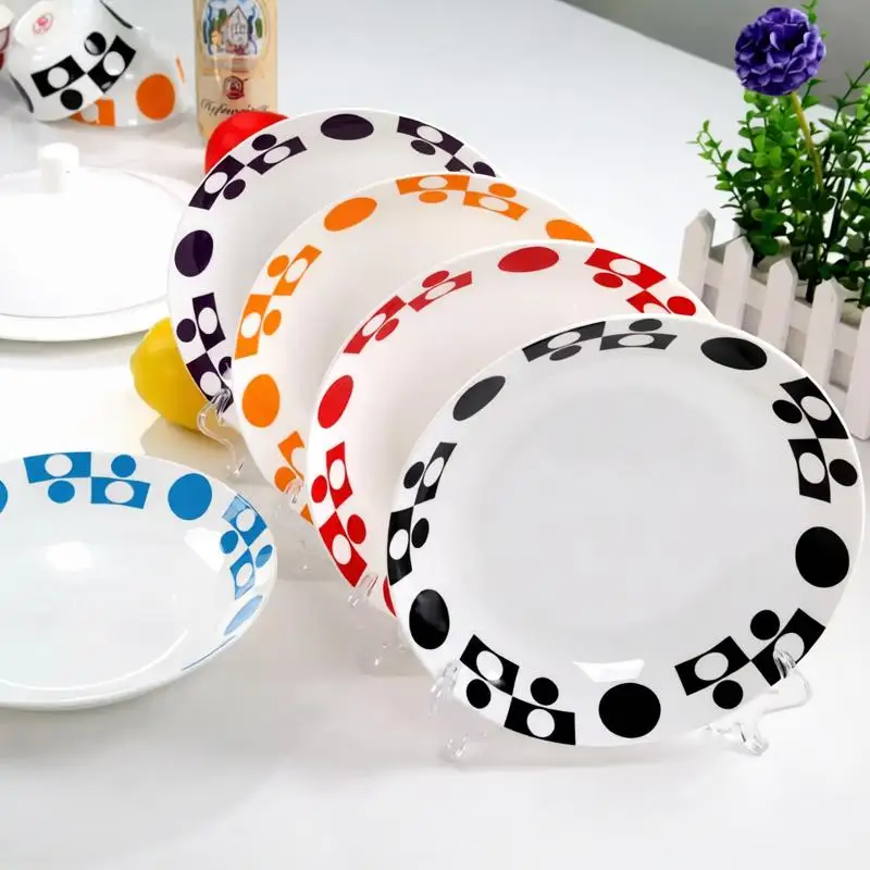 5pcs set, 8inch, fine bone china dishes set, ceramic dinner sets plate, porcelain soup plate, buffet flatter, food plates serve