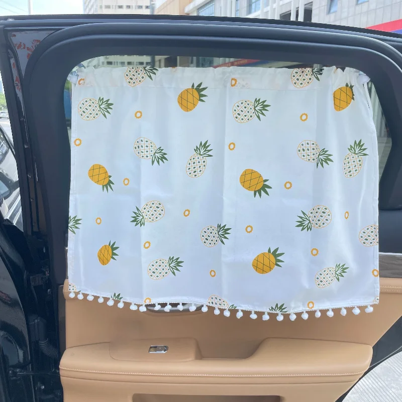 Cute Bear Car Window Sun Shade With Suction Cups UV Protection Heat Insulation Polyester Vehicle Curtain Women Car Decor Pet Fri