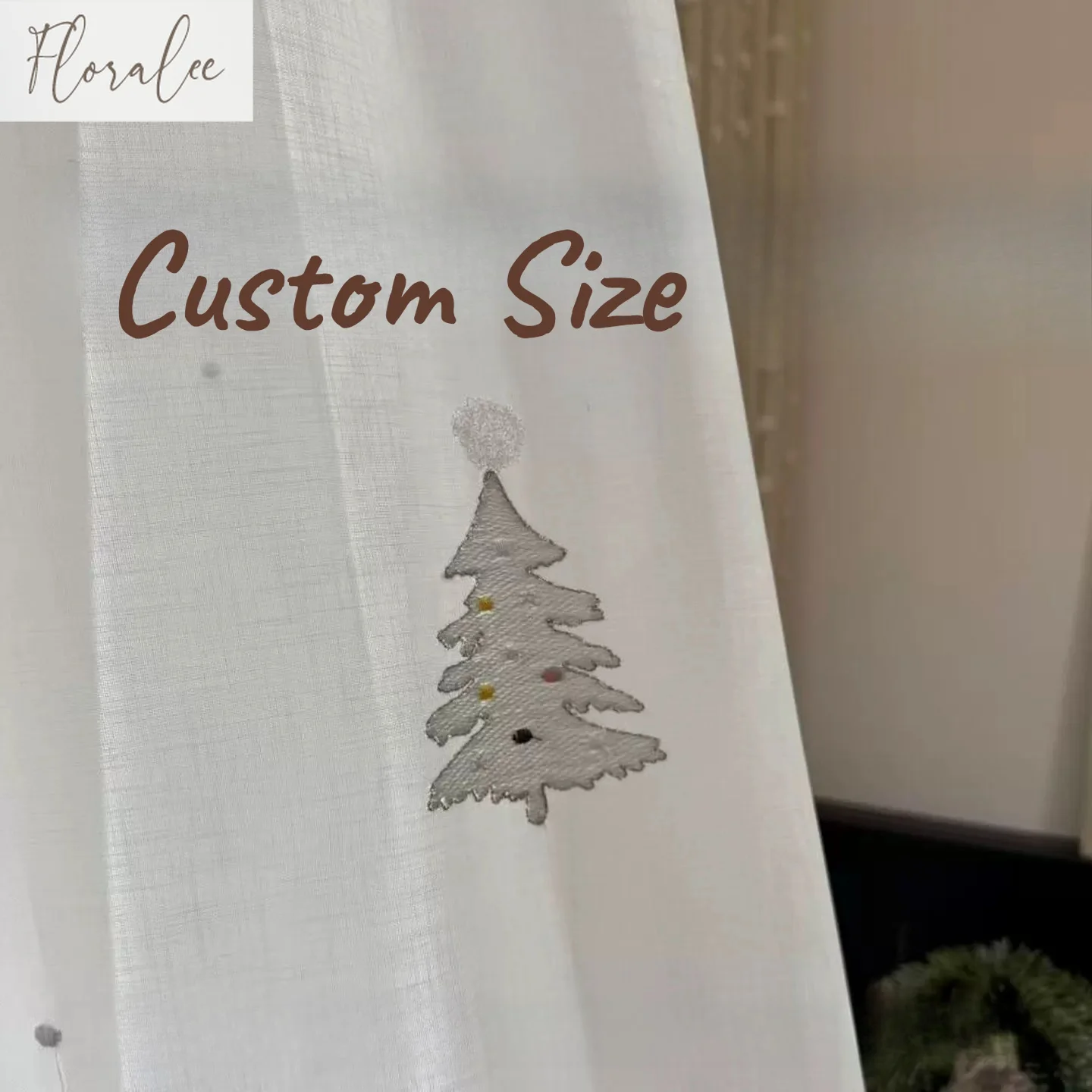 Christmas Tree Yarn Childlike and Cute Style Custom Size Curtains for Living Dining Room Bedroom Fashion Luxury Sheer
