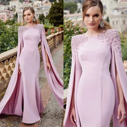 Yipeisha Elegant Mermaid Satin Evening Dresses Crew Neckline Mother Bride Gown Beading Sequined Wedding Party Prom Dress