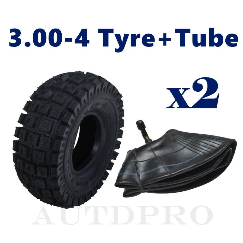

2* 3.00-4 Knobby Gas Scooter ATV Go Kart Tires Tubes F 300x4 4 inch Wheel Rim Off-Road Use Only