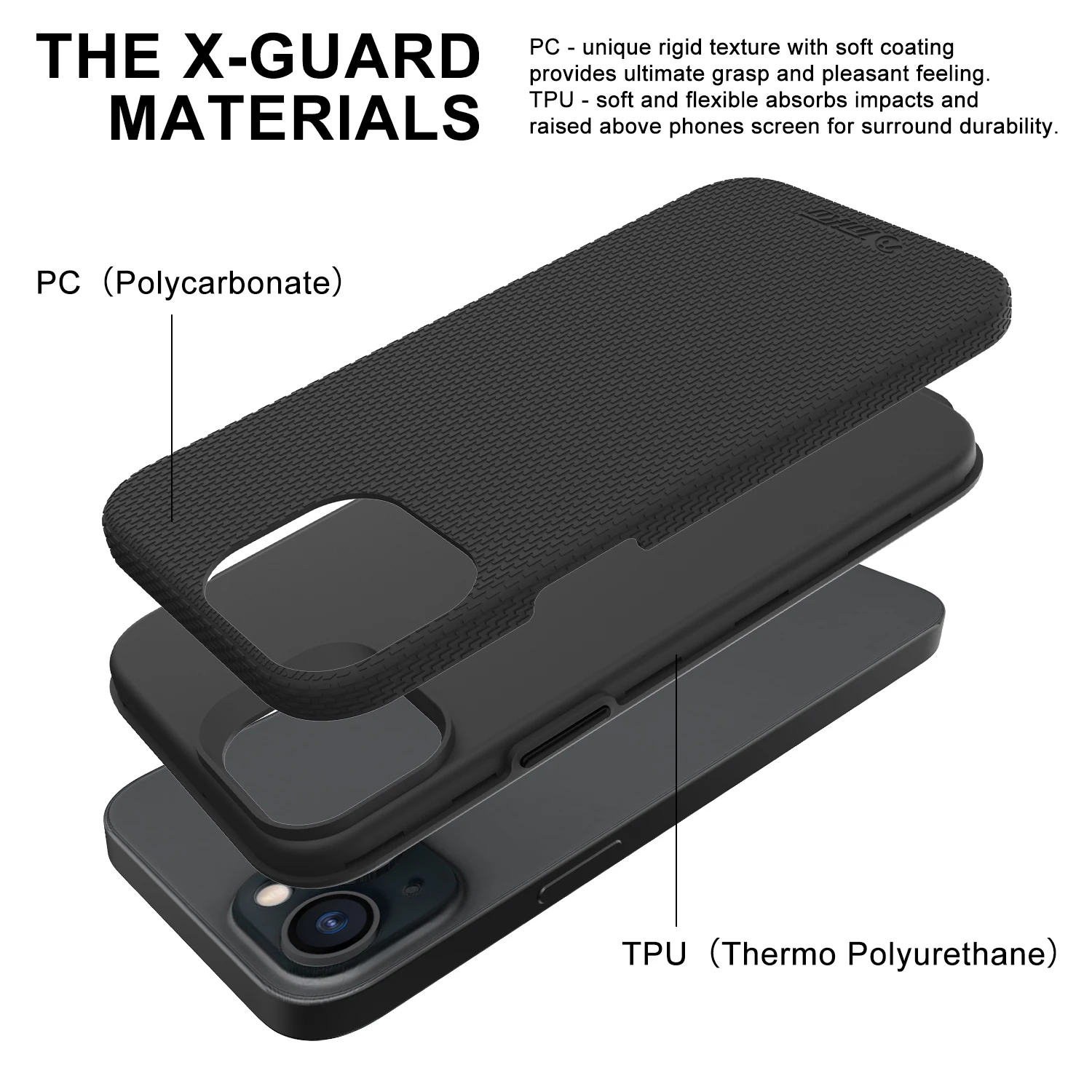 TOIKO X Guard 2 in 1 Shockproof Case for iPhone 15 Pro Max 15 Plus Rugged Armor Cover Hard PC Soft TPU Bumper Protection Shell