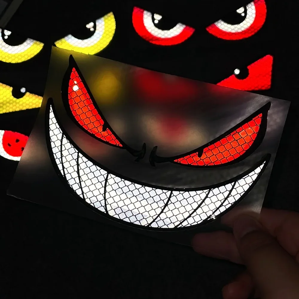 Devil Grin Reflective Waterproof Car Stickers Decor Motorcycle Scooter Auto Body Helmet Windshield Fuel Tank Decal Accessories