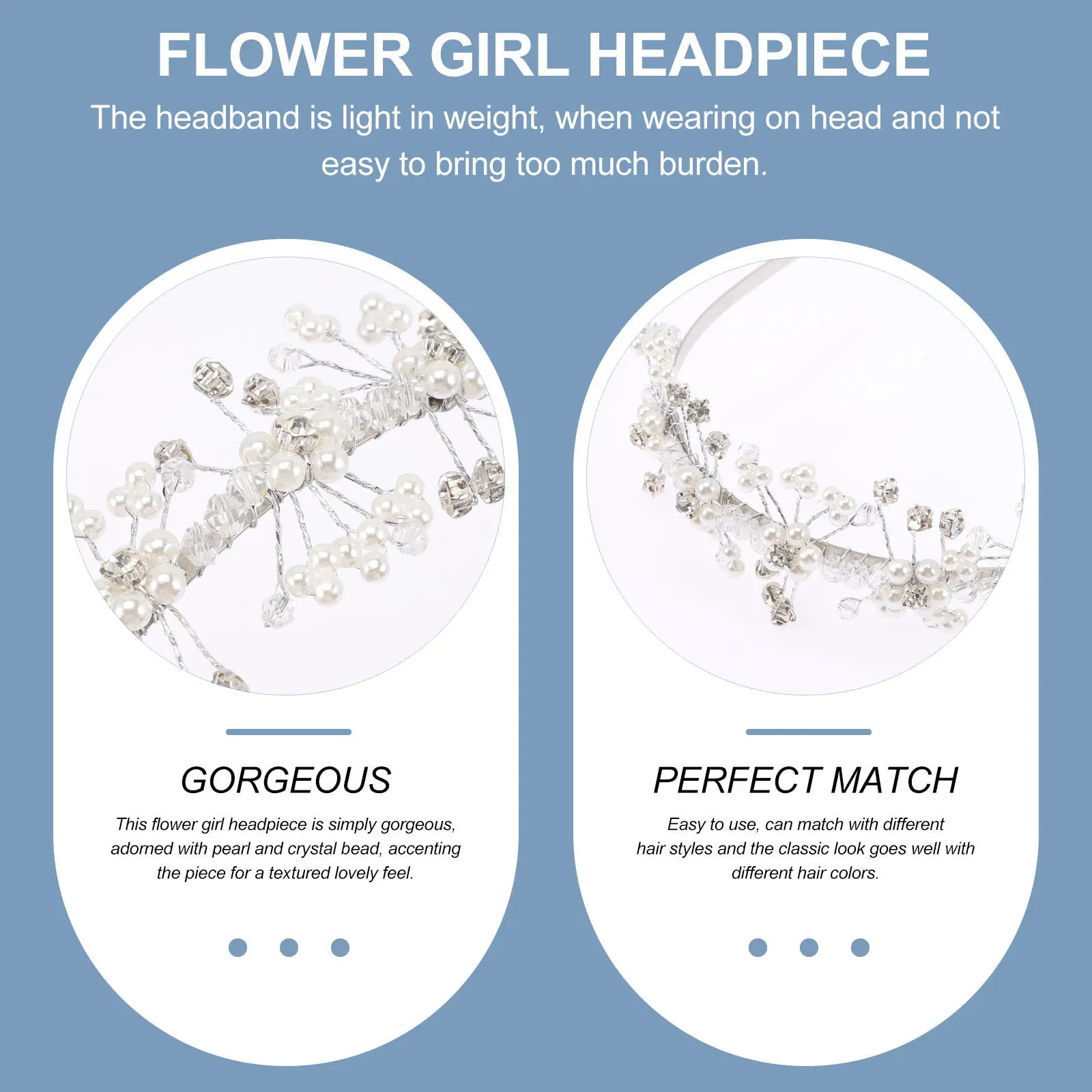 

Lightweight Exquisite Flower Girl Headpiece Adorned Pearl Crystal Beads Wedding Headband for Girls Flower Ceremony Party Beach
