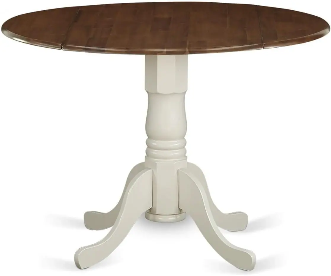 Dublin Modern Kitchen Table - a Round Dining Table Top with Dropleaf & Pedestal Base