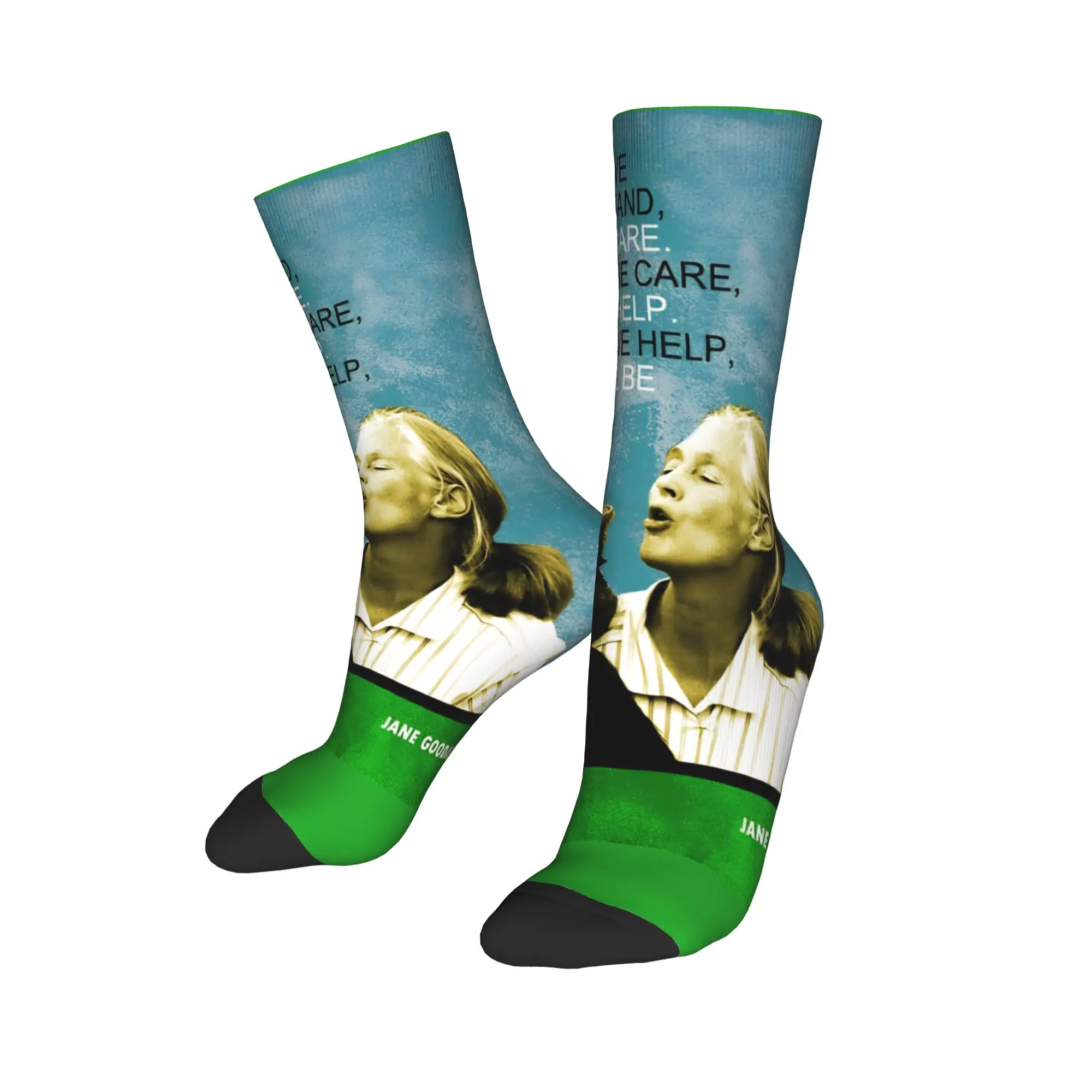 Jane Goodall Quote Biology Primatology Stockings  Korean Socks Men's High Quality Socks Spring Cycling Graphic Non Slip Socks