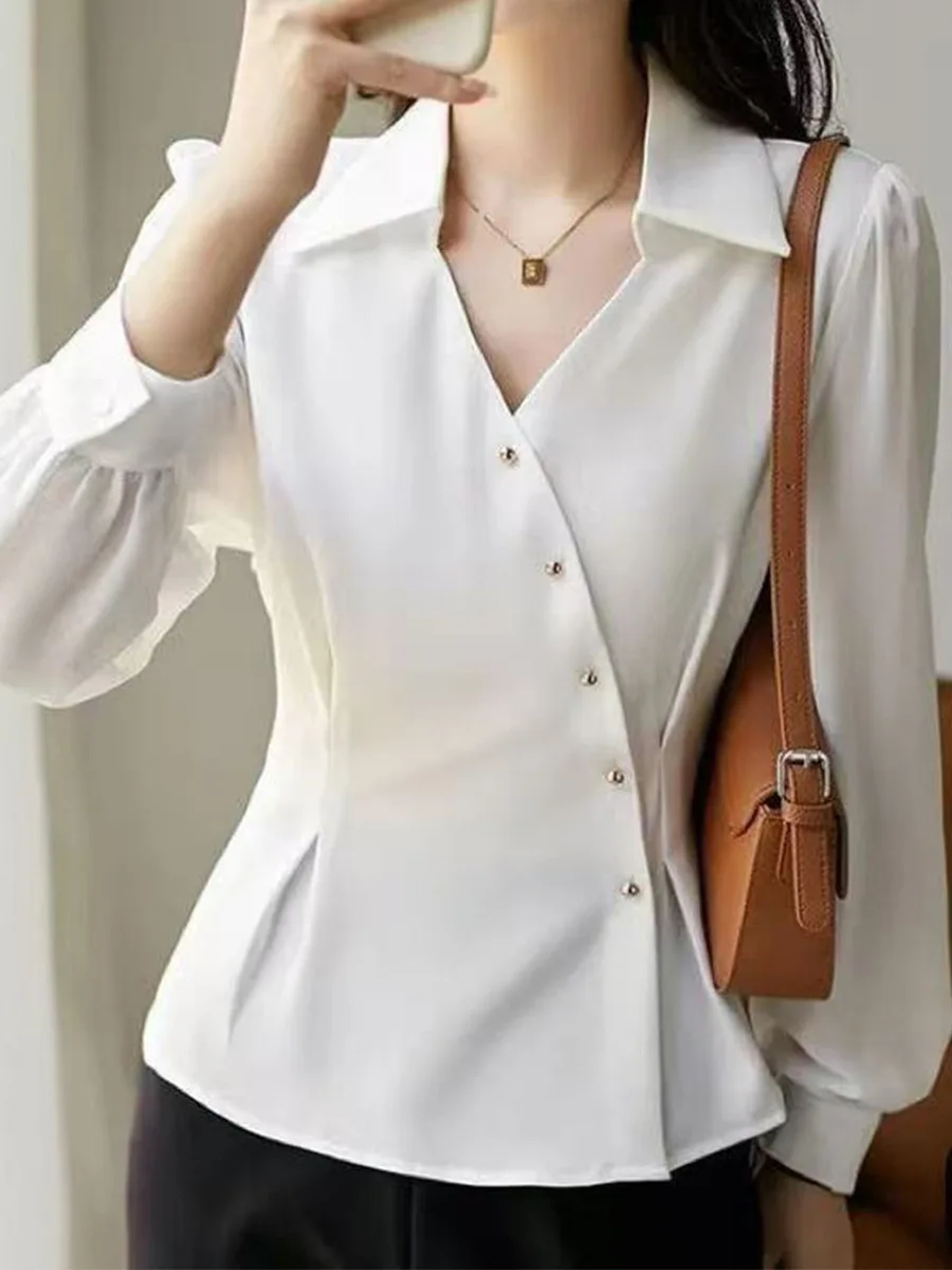 

Женская блузка-кардиган в европейском стиле из однотонного атласа с длинным рукавом, элегантная, модная, для зрелых женщин