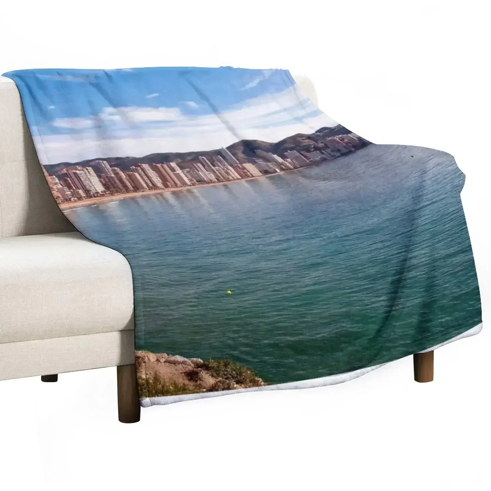 

New Benidorm Levante Beach Mediterranean Coast Spain Throw Blanket Cozy Throw Blanket Birthday Gift for Him Her