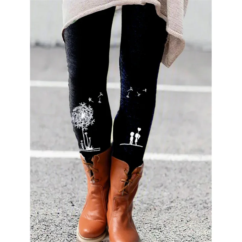 wishAmazon Aliexpress Europe and America Cross Border Foreign Trade New Printed Elastic Slim Fit Leggings