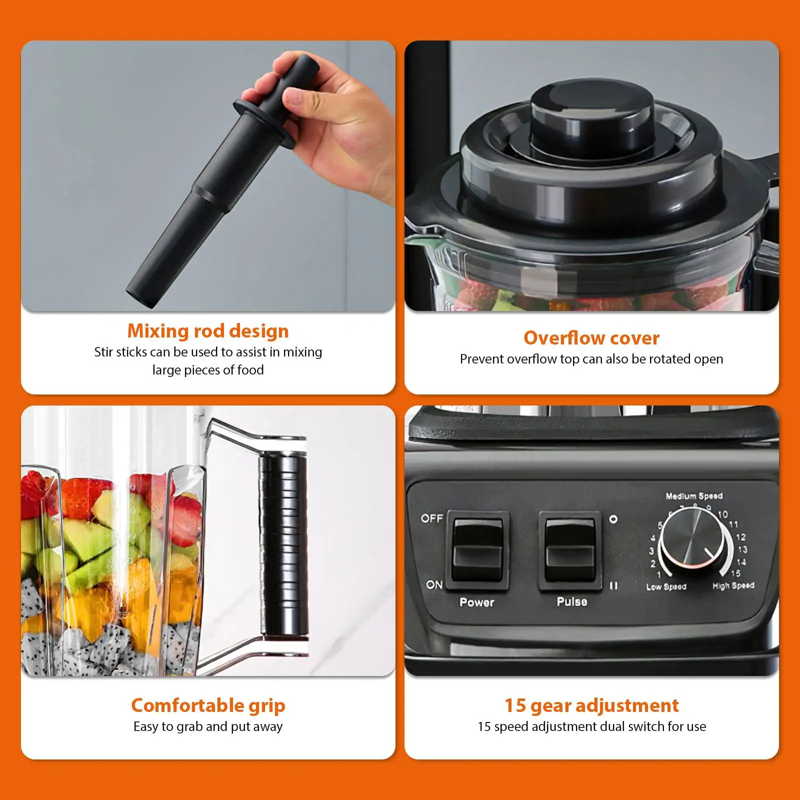 9500 واط 3 في 1 خلاط كهربائي عصارة صانع عصائر 3L + 1.5L + 0.5L 3 حاوية منتج أغذية خلاط لفاكهة الجوز الجليدي