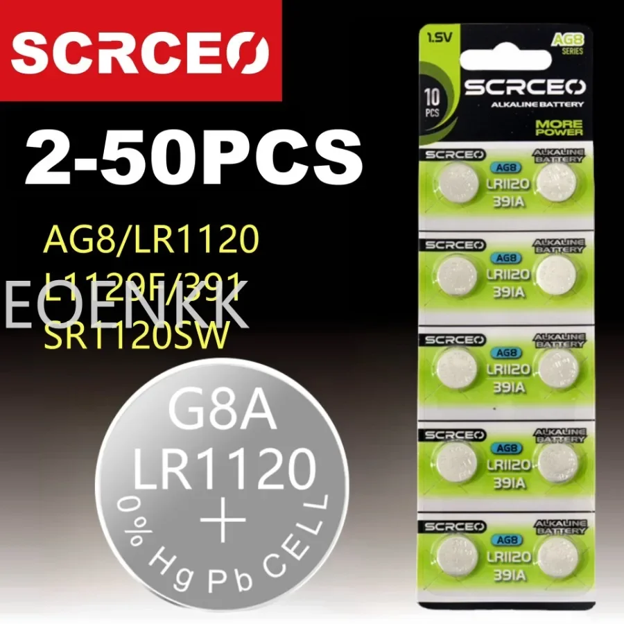 

2-50PCS Watch Battery AG8 1.5V Li-ion Button Coin Cell Batteries LR1120 391 SR1120 191 LR55 Toys Remote Camera