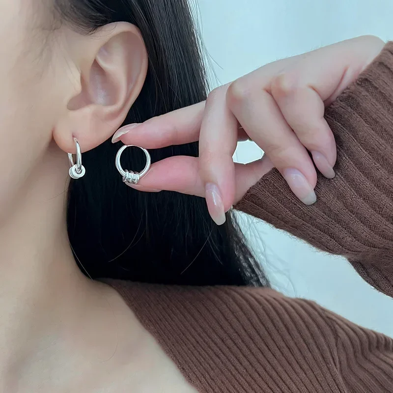 Korean 925 Sterling Silver Removable Waist Hoop Earrings for Women Girls Piercing Jewelry Women's Party Wedding Pendiente Gift