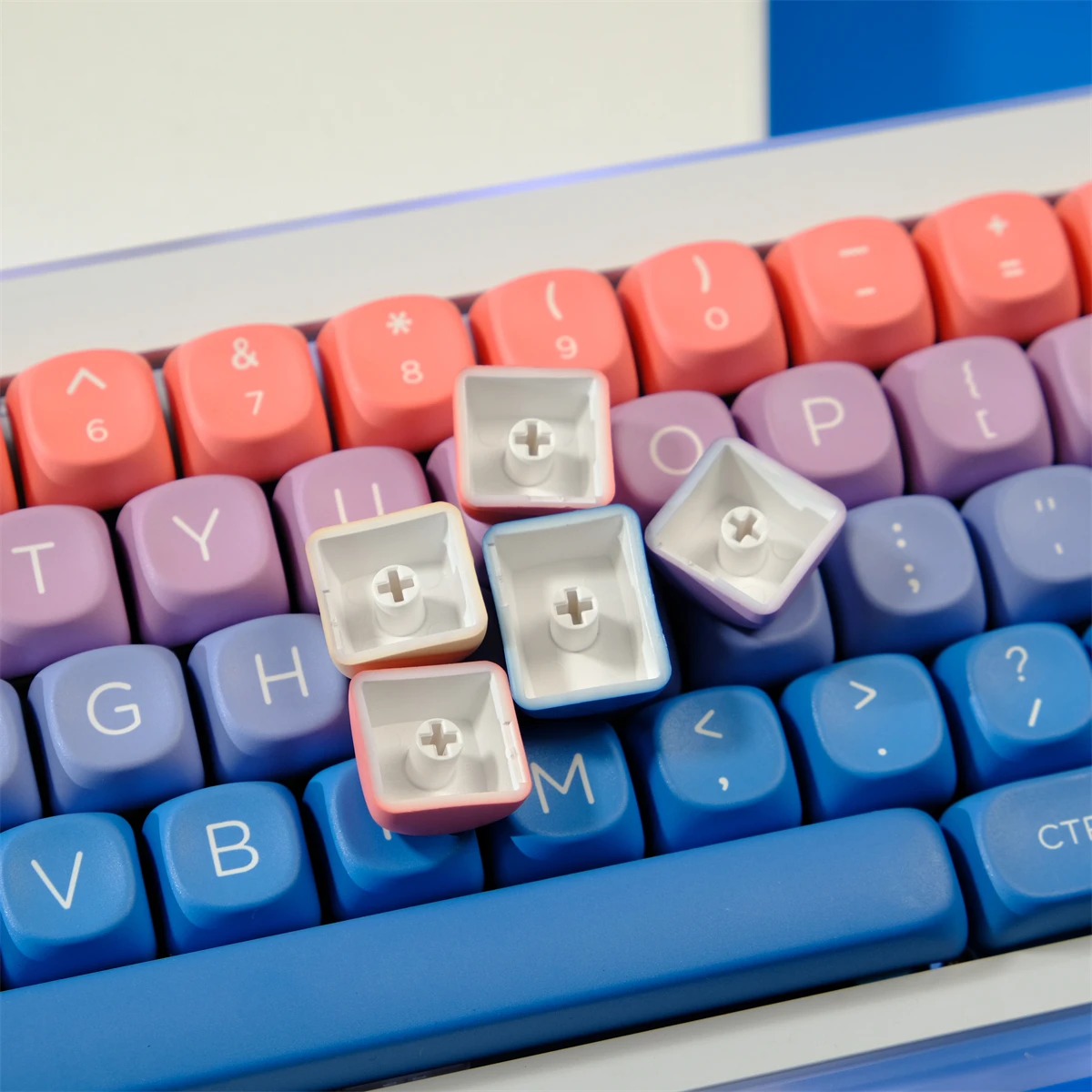 Imagem -04 - Teclas Conto de Fadas Cor Gradiente Keycaps Sublimação de Tinta Moa Perfil Pbt Keycaps para Interruptores mx Teclado Mecânico Tampas 126