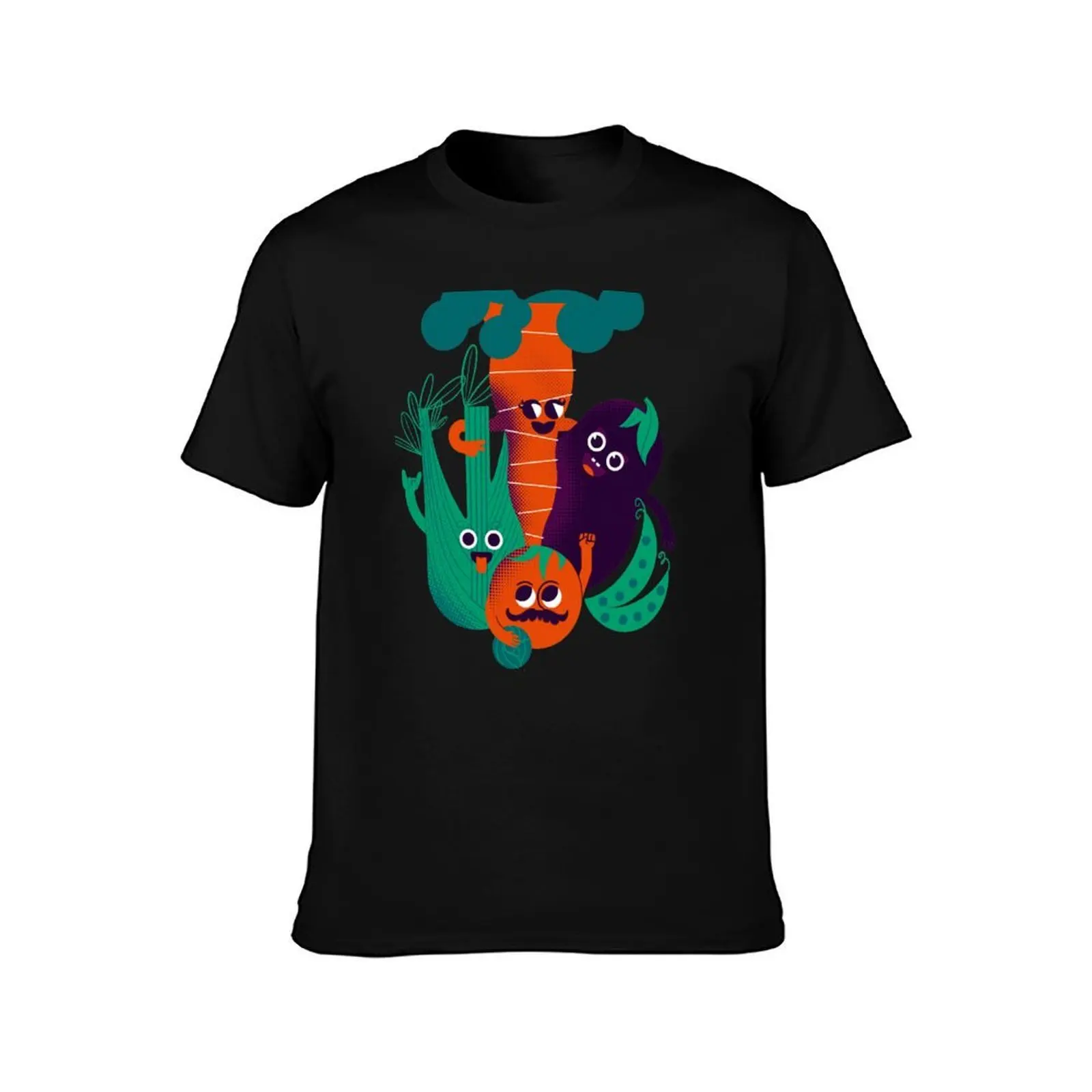 Veggies Unite! T-Shirt, Summer Casual Cotton Tee, Oversized Streetwear Tops, Vintage Graphic Print, Loose Fit Short Sleeve