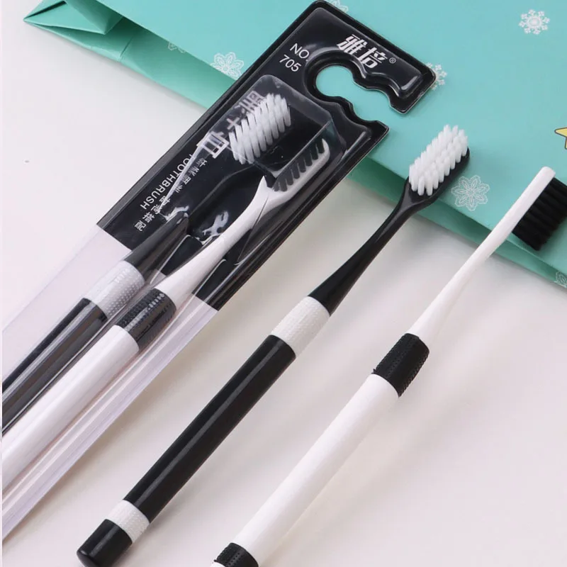 Black and white gold and silver couples small head two pack travel home bamboo charcoal gum protection