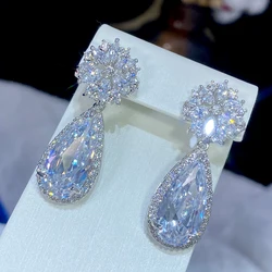 Elegant AAA+ Cubic Zirconia Drop Earrings for Women Bridal Wedding Jewelry Accessories Classique Boucle Oreille Femme  E134