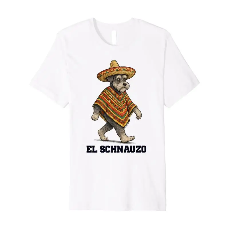 

Unisex Funny Schnauzer T-Shirt Mexican Sombrero Dog Graphic Tee El Schnauzo Pet Lover Cinco de Mayo Gift Casual Top