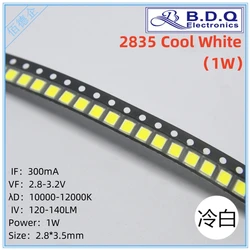 100Pcs SMD LED 2835 1W Cool White 10000-12000K LED Lamp Beads  Size 2835 Light-emitting Diode High Bright Quality