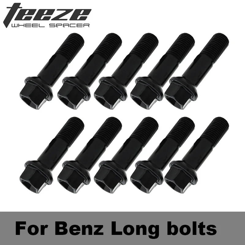 Teeze 10pcs 45mm Shank M14x1.5 Ball Seat Wheel Lug Bolts for Benz CL500 CL600 E300 E350 G550 ML250 R350 S350 S600